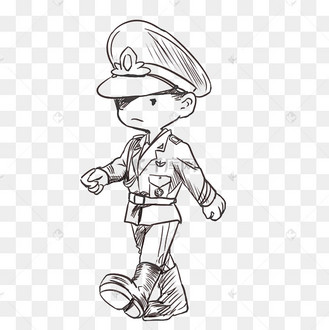 线描军人巡逻插画