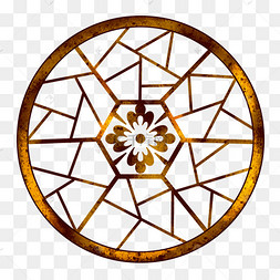 psd中国风边框剪纸窗花古典柳叶下载 png下载psd国潮祥云圆形窗格下载