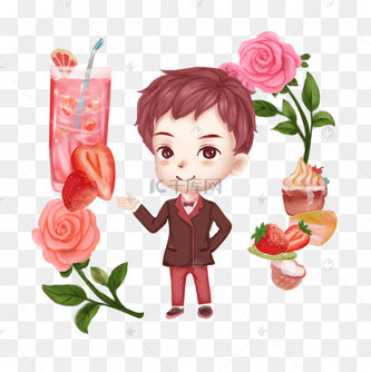 冷饮系列优雅小男生的草莓果汁