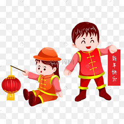 png下载psd春节新春漫画卡通糖葫芦猫咪动画小人放鞭炮png下载 png