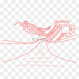 矢量长城剪影线稿