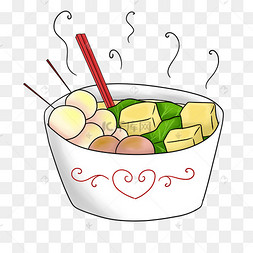 卡通手绘冬季美食一碗烫菜