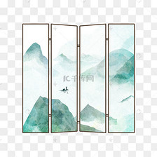 古风山水云纹边框