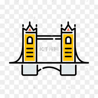 手绘卡通彩色旅游名胜伦敦桥