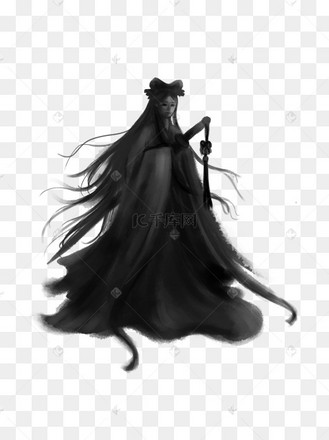 武侠人物剪影拿着剑的长发侠女水墨武侠人物