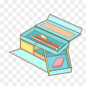 校园文具系列笔盒手绘插画