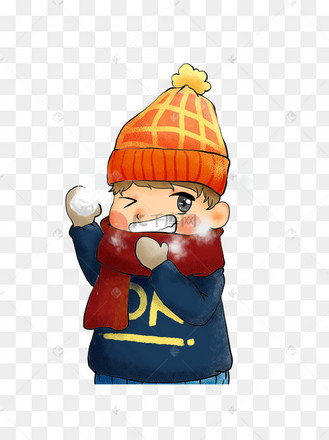 男孩扔雪球