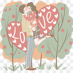 情侣相拥飞跃抱起亲热接吻