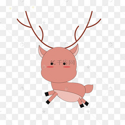 浅红色跳跃小鹿卡通可爱