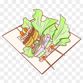 手绘美食烤串插画