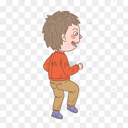 手绘人物原地跑步男孩