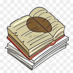 破旧的书本卡通插画