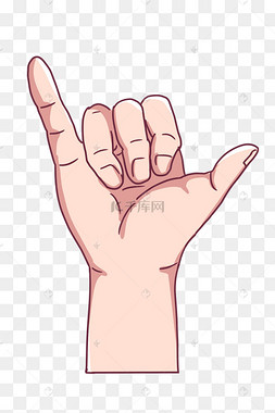 比划六的手势插画