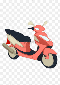 红色拉风两轮摩托车插画下载 png下载psd红色炫酷摩托车卡通插画下载
