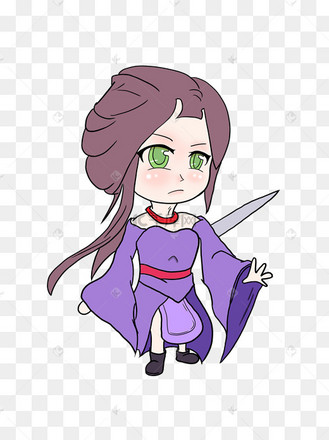手绘全身q版紫霞仙子可爱的女生png