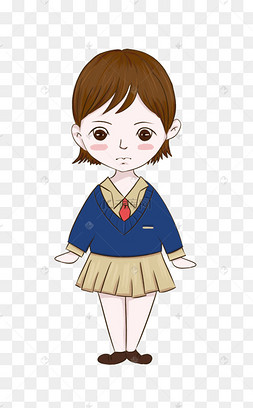 卡通手绘女孩短发女学生校服vi卡17