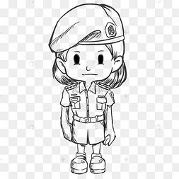 女兵火箭军军装插画