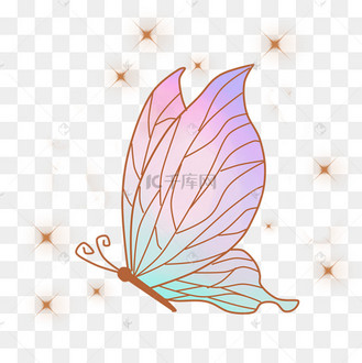 梦幻小物水晶蝴蝶手绘插画