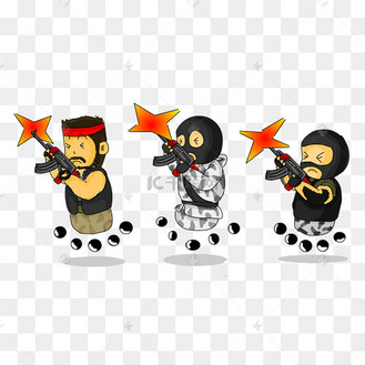 cs匪徒恐怖分子逃跑可爱卡通