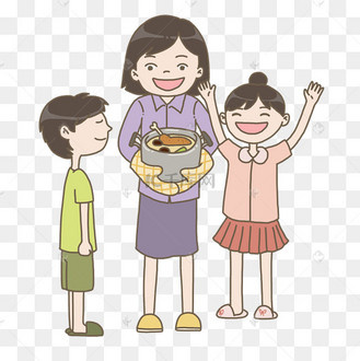 贴秋膘手绘插画妈妈煮乌鸡汤免抠元素下载