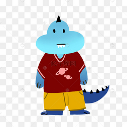 穿衣服动物恐龙插画