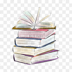 手绘卡通书本插画