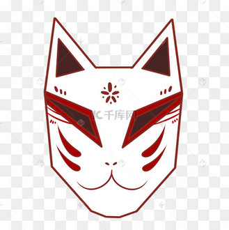 白色的狐狸面具插画