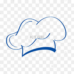 蓝色厨师帽矢量简笔画