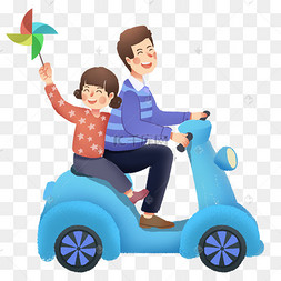 亲子骑电动车游玩