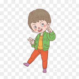 冬季冬日夹克男孩手绘