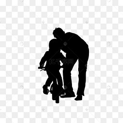 父亲节父子黑白剪影