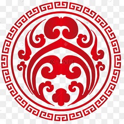 中国风红色圆形纹理图案
