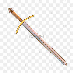长剑手绘古代神剑插画卡通蓝色图案剑插图古代剑低多边形打仗的水墨