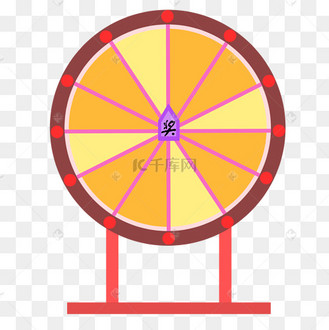 手绘红色抽奖转盘插画