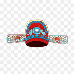 卡通红色戏曲头冠