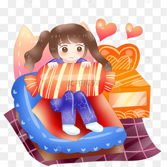 坐着准备睡觉的女孩