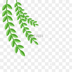 卡通植物绿色藤条卡通矩形花朵边框卡通绿色藤蔓边框矢量卡通树枝发芽