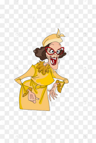 咆哮女人包租婆全身表情免抠图素材psd卡通手绘
