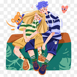 七夕节靠在肩膀上睡觉的情侣