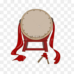 手绘国庆节乐鼓插画