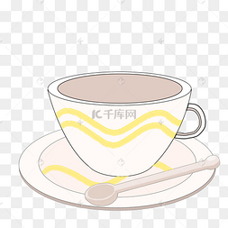 卡通白色咖啡杯插画
