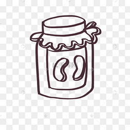 手绘线条画腰果玻璃罐插画免抠