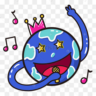 涂鸦快乐蓝色音乐星球
