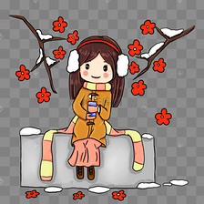 大寒全副武装的小女孩