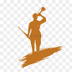 吹号红色军人剪影