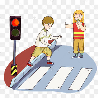 卡通行人闯红灯插画