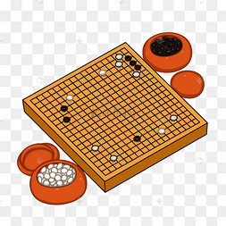 古风棋盘围棋插画