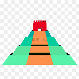 手绘彩色烽火台插画