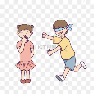 六一儿童节捉迷藏的小朋友插画免抠元素下载