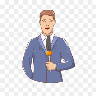 卡通记者播报员插画